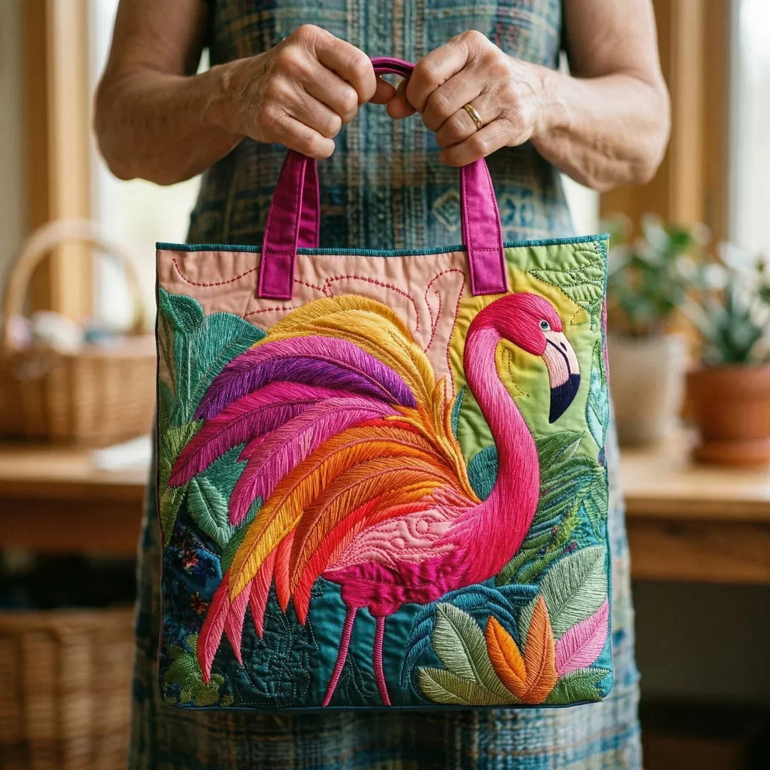 Bolso Tote Acolchado - Flamenco Arcoíris
