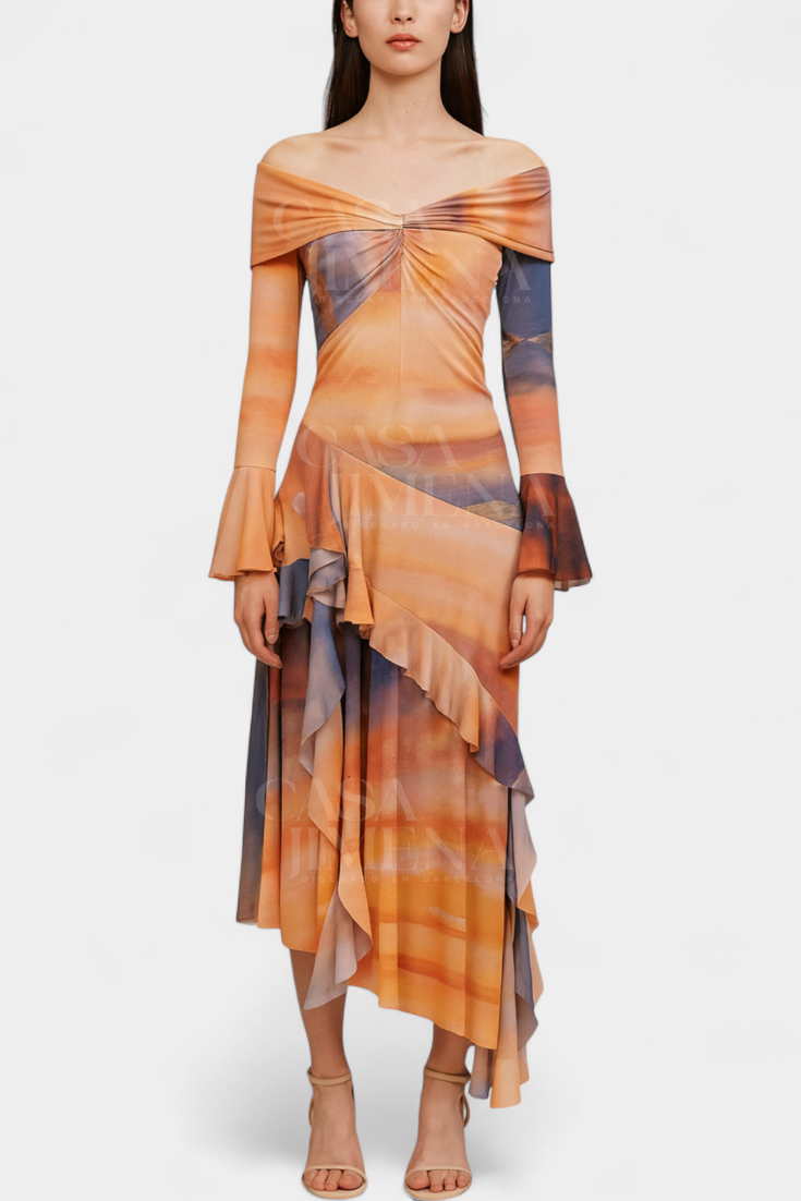 Autumn - Tie-Dye Asymmetric Long Skirt