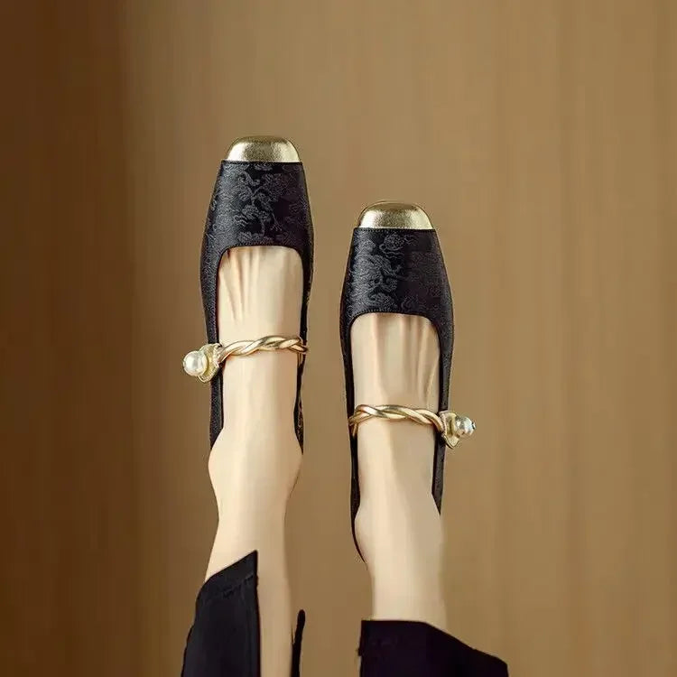 Rose - Pearl Detail Mary Jane Shoes