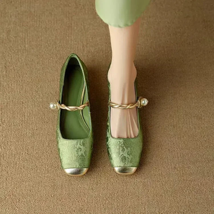 Rose - Pearl Detail Mary Jane Shoes