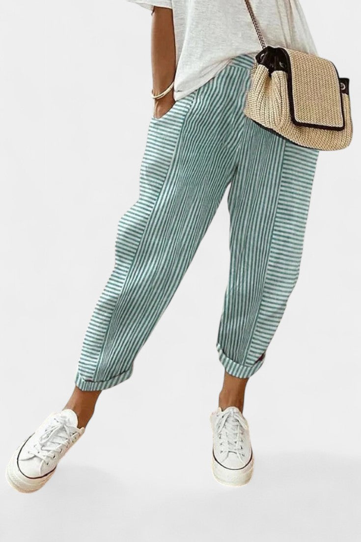 Geraldine - Striped Linen-Blend Pants