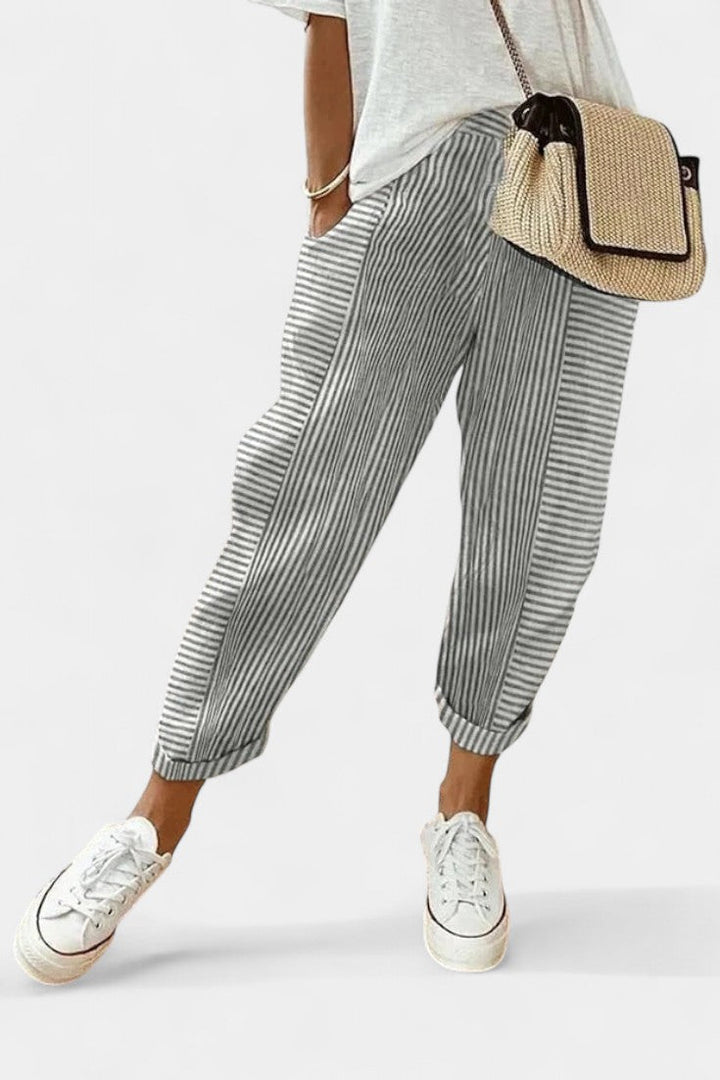 Geraldine - Striped Linen-Blend Pants