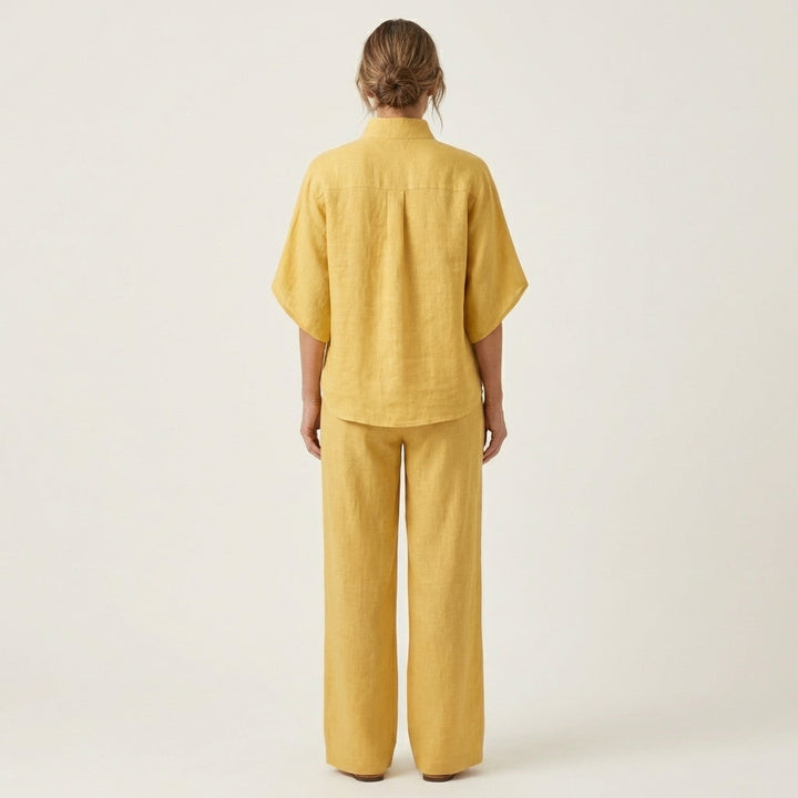 Kenya - Linen Set with Mandarin Collar