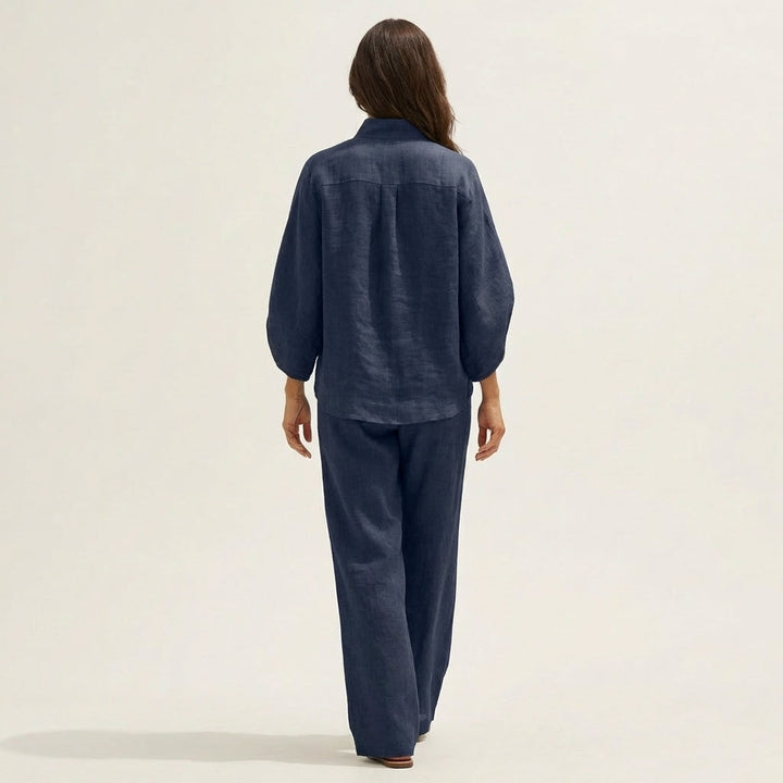 Kenya - Linen Set with Mandarin Collar