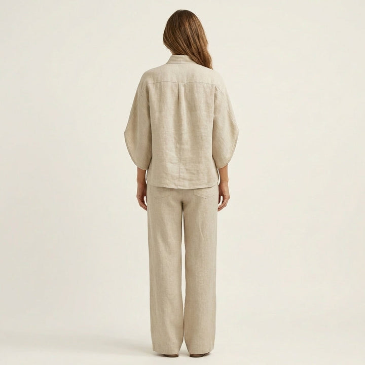 Kenya - Linen Set with Mandarin Collar
