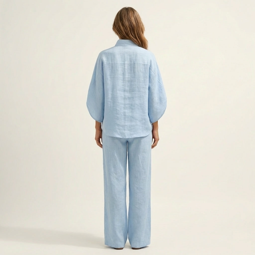 Kenya - Linen Set with Mandarin Collar