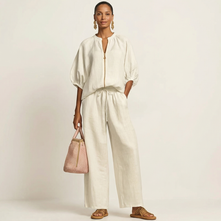 Britt - Linen Set with Gold Zipper