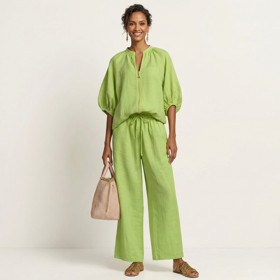 Britt - Linen Set with Gold Zipper