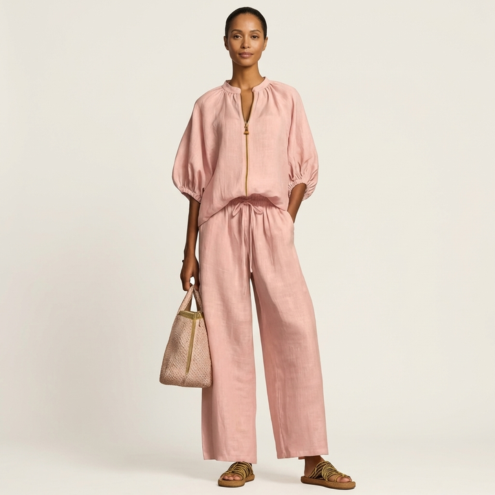 Britt - Linen Set with Gold Zipper