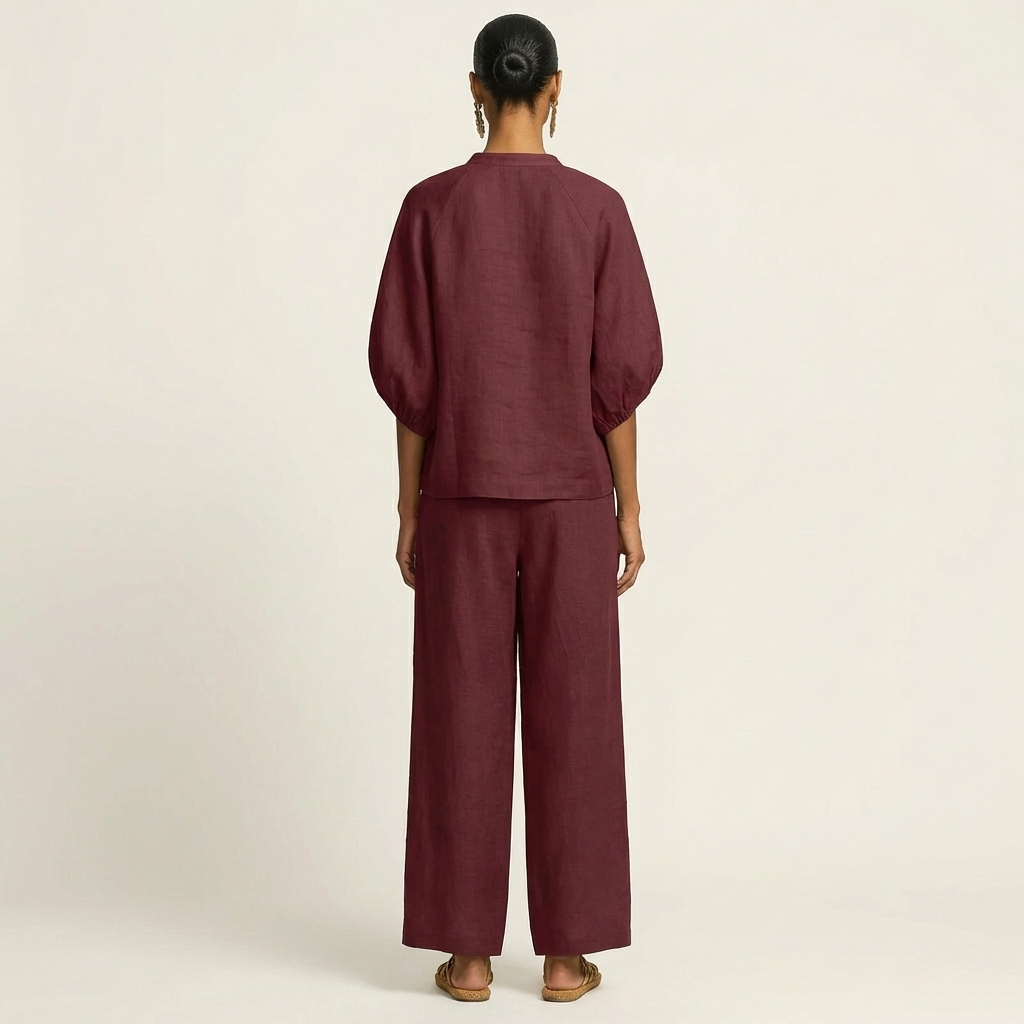 Britt - Linen Set with Gold Zipper