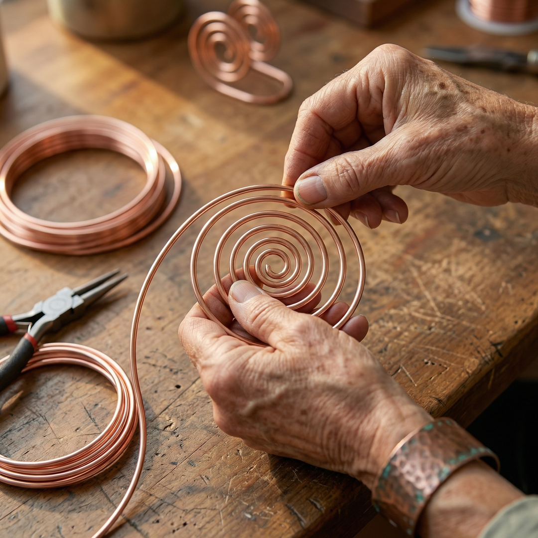 Braided Spiral Copper Bracelet