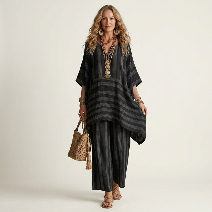 Calanthe - Striped Linen Two-Piece Set