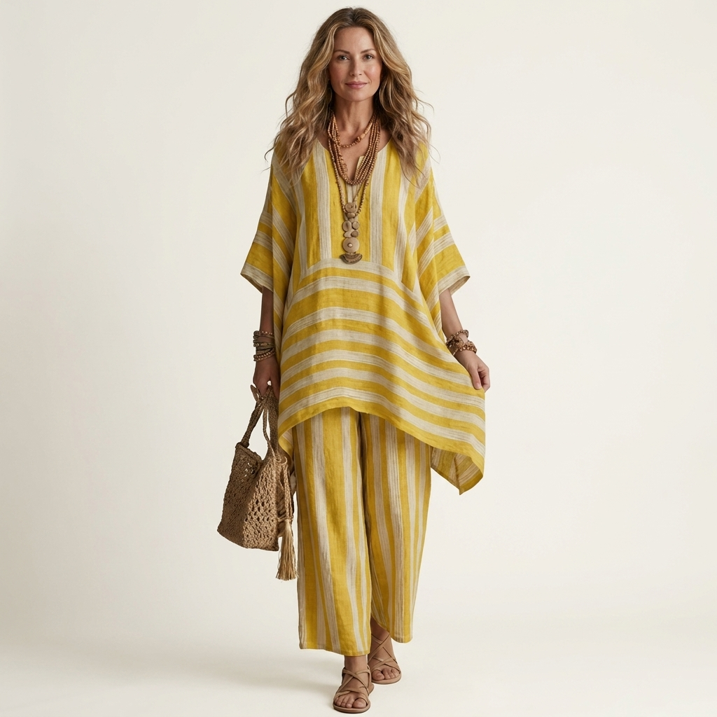 Calanthe - Striped Linen Two-Piece Set
