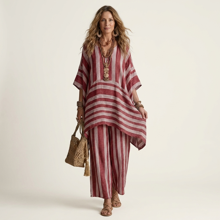 Calanthe - Striped Linen Two-Piece Set