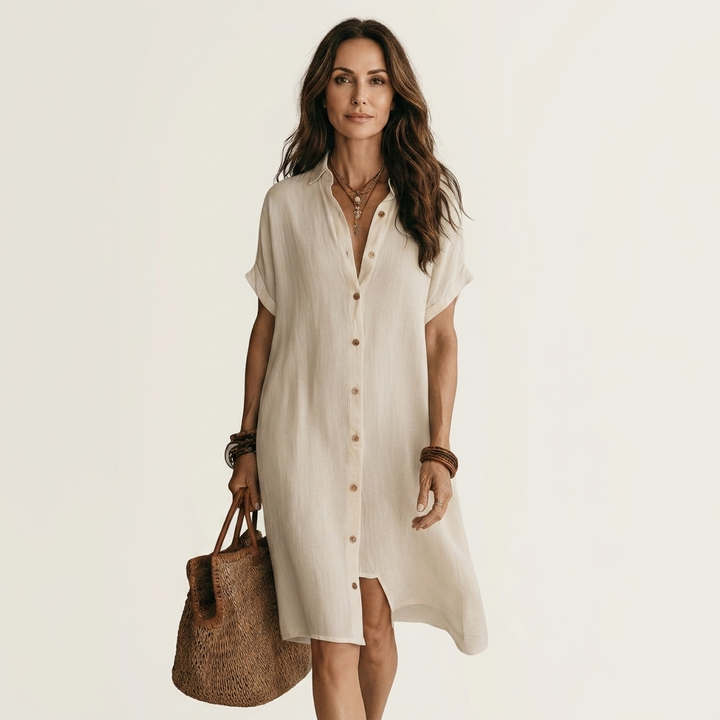 Susanne - Linen Midi Shirt Dress