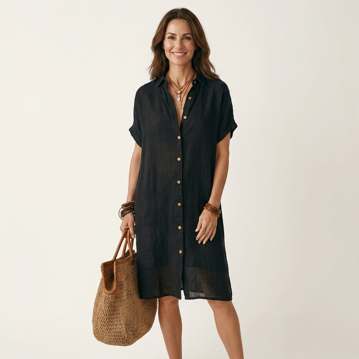 Susanne - Linen Midi Shirt Dress