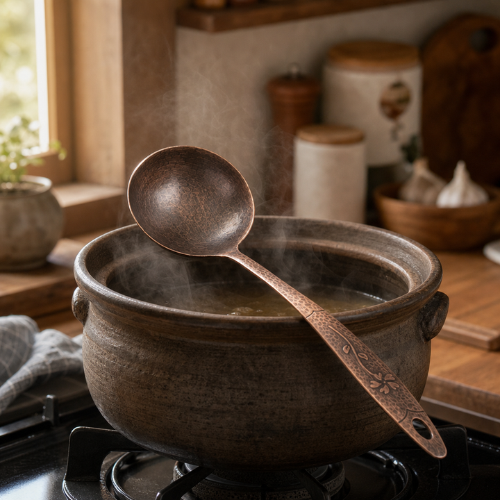 Hand-Forged Copper Spoon with Botanical Handle