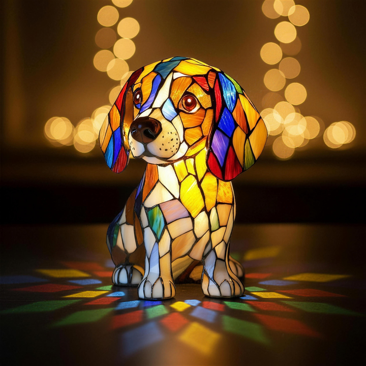 Beagle Stained Glass Style Lamp
