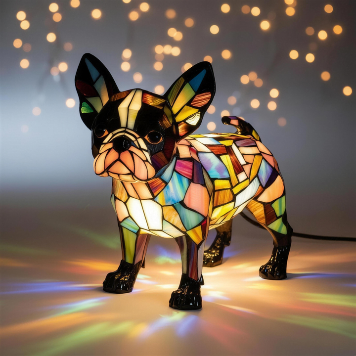 Boston Terrier Elegance Coloured Glass Lamp