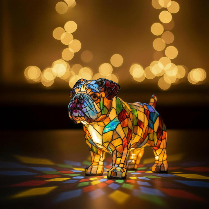 Bulldog Steps Coloured Glass Lamp