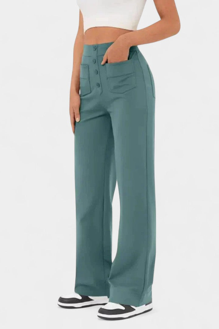 Halle - High-Waist Stretch Straight Pants