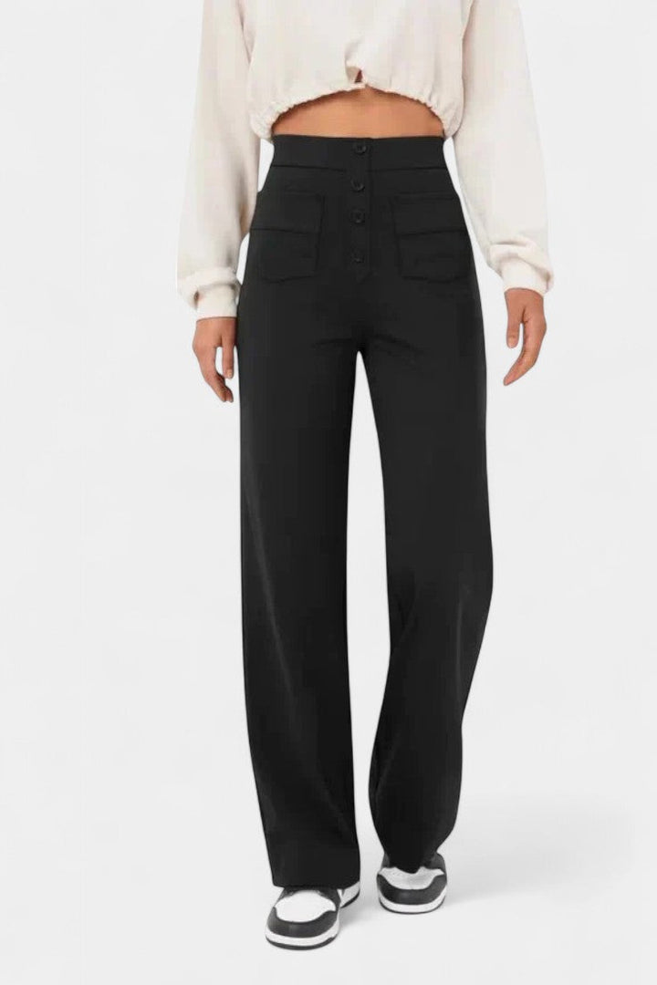Halle - High-Waist Stretch Straight Pants