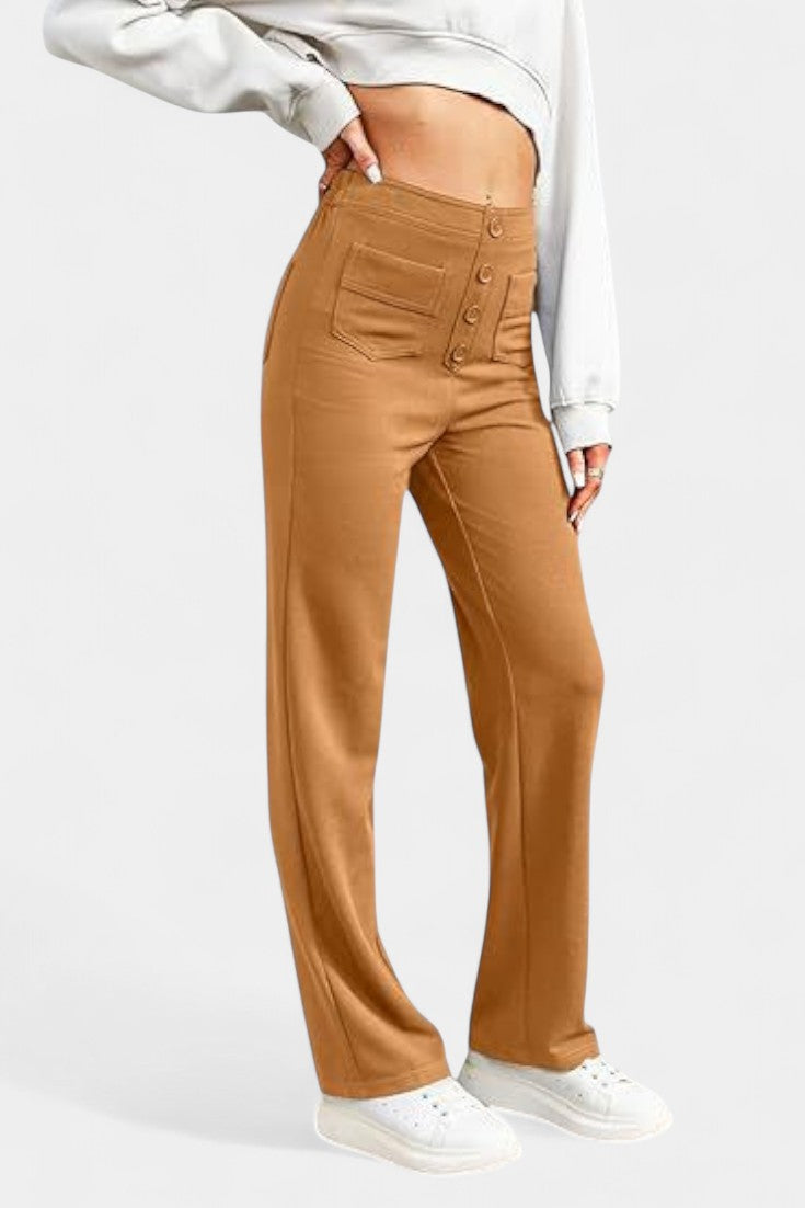 Halle - High-Waist Stretch Straight Pants