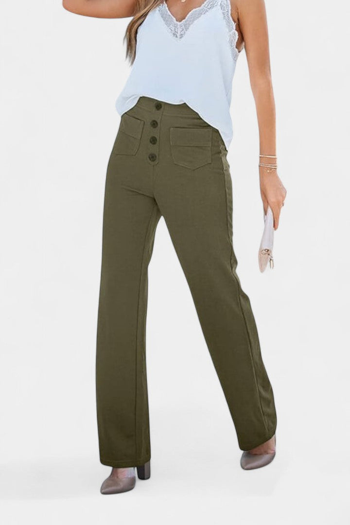 Halle - High-Waist Stretch Straight Pants
