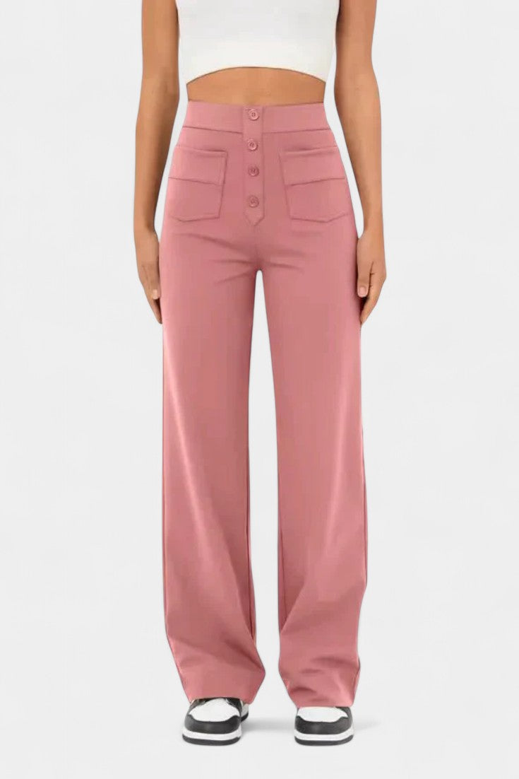 Halle - High-Waist Stretch Straight Pants