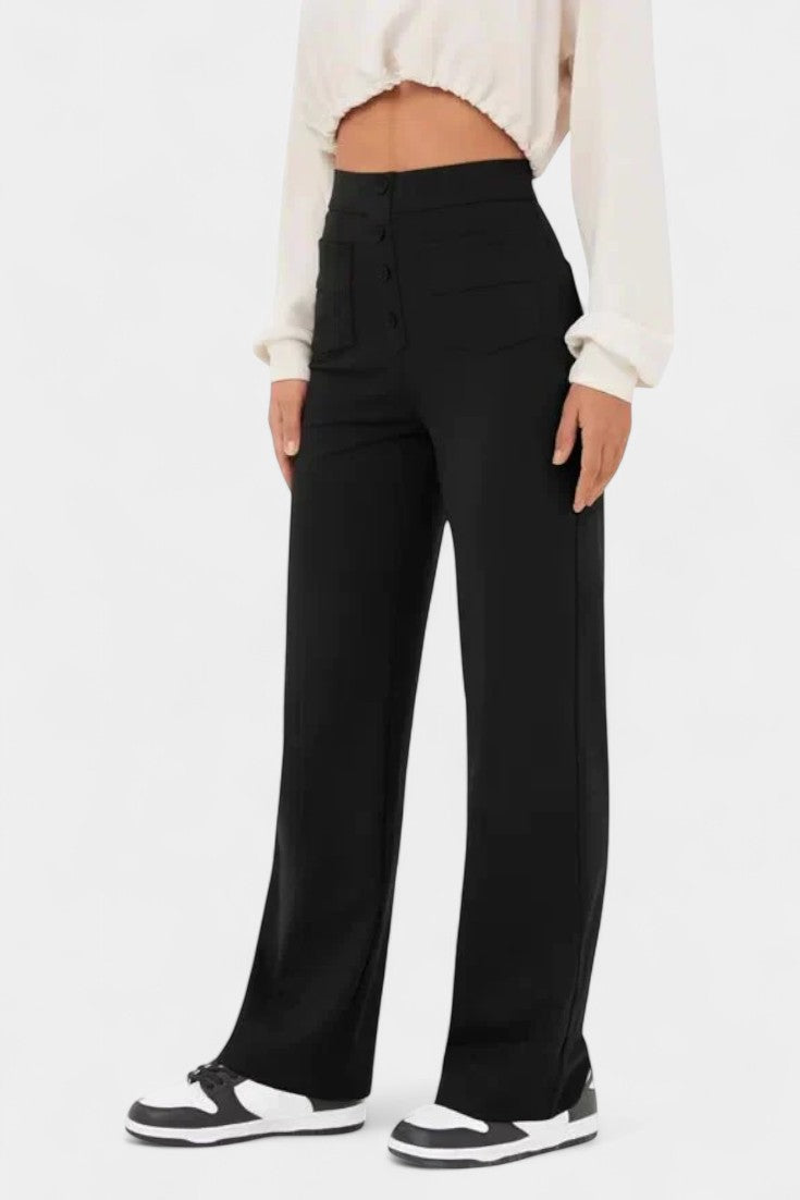 Halle - High-Waist Stretch Straight Pants