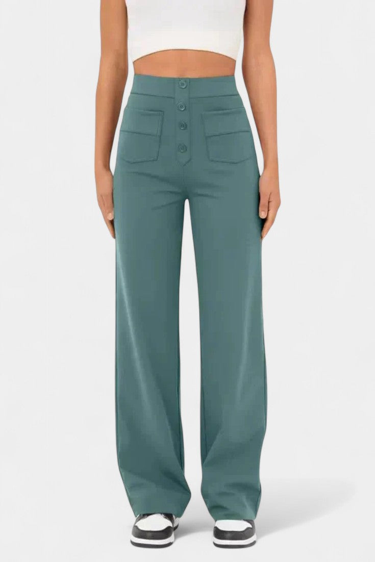 Halle - High-Waist Stretch Straight Pants