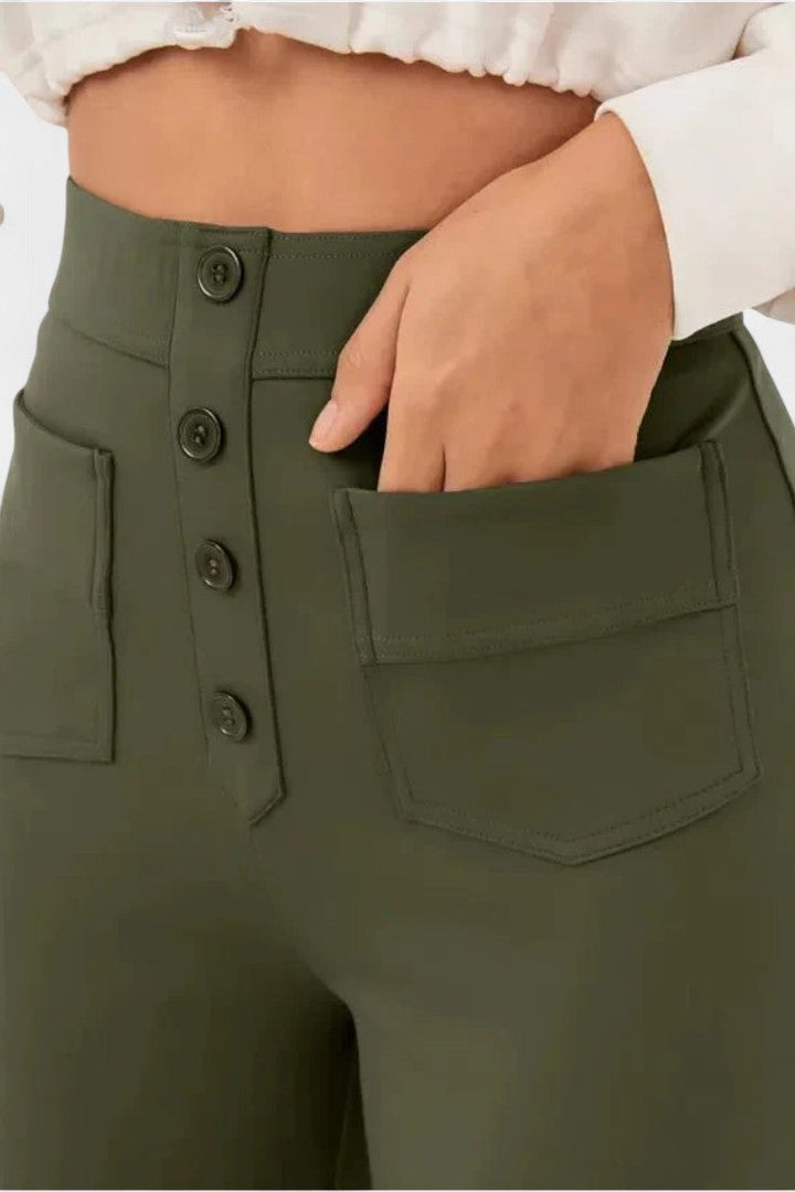 Halle - High-Waist Stretch Straight Pants