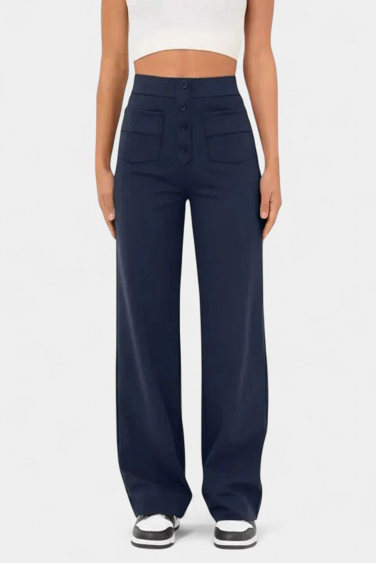 Halle - High-Waist Stretch Straight Pants