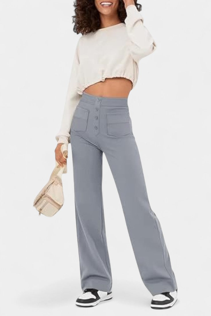 Halle - High-Waist Stretch Straight Pants