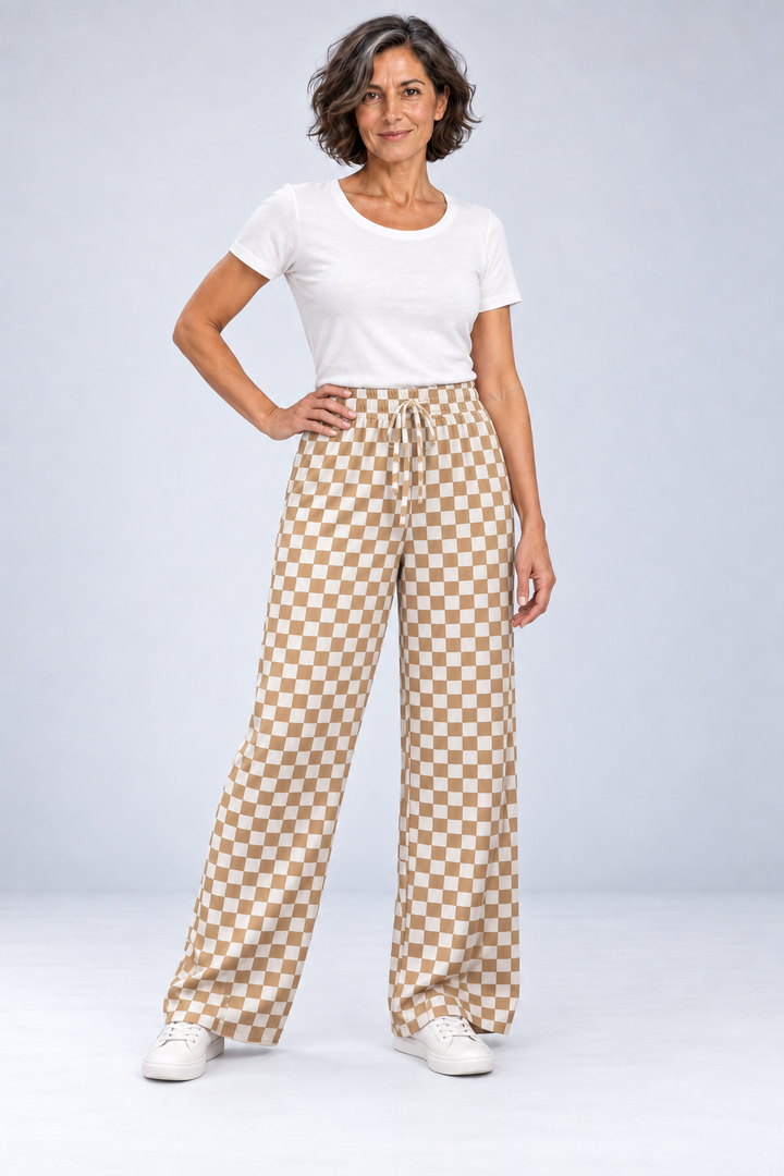 Marisa - Plaid Wide-Leg Pants