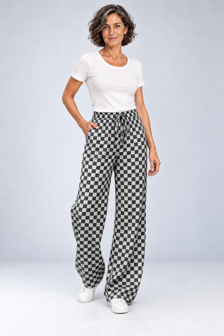 Marisa - Plaid Wide-Leg Pants