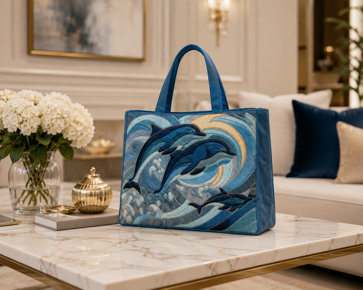 Bolsa Tote Acolchada - Delfín Oceánico
