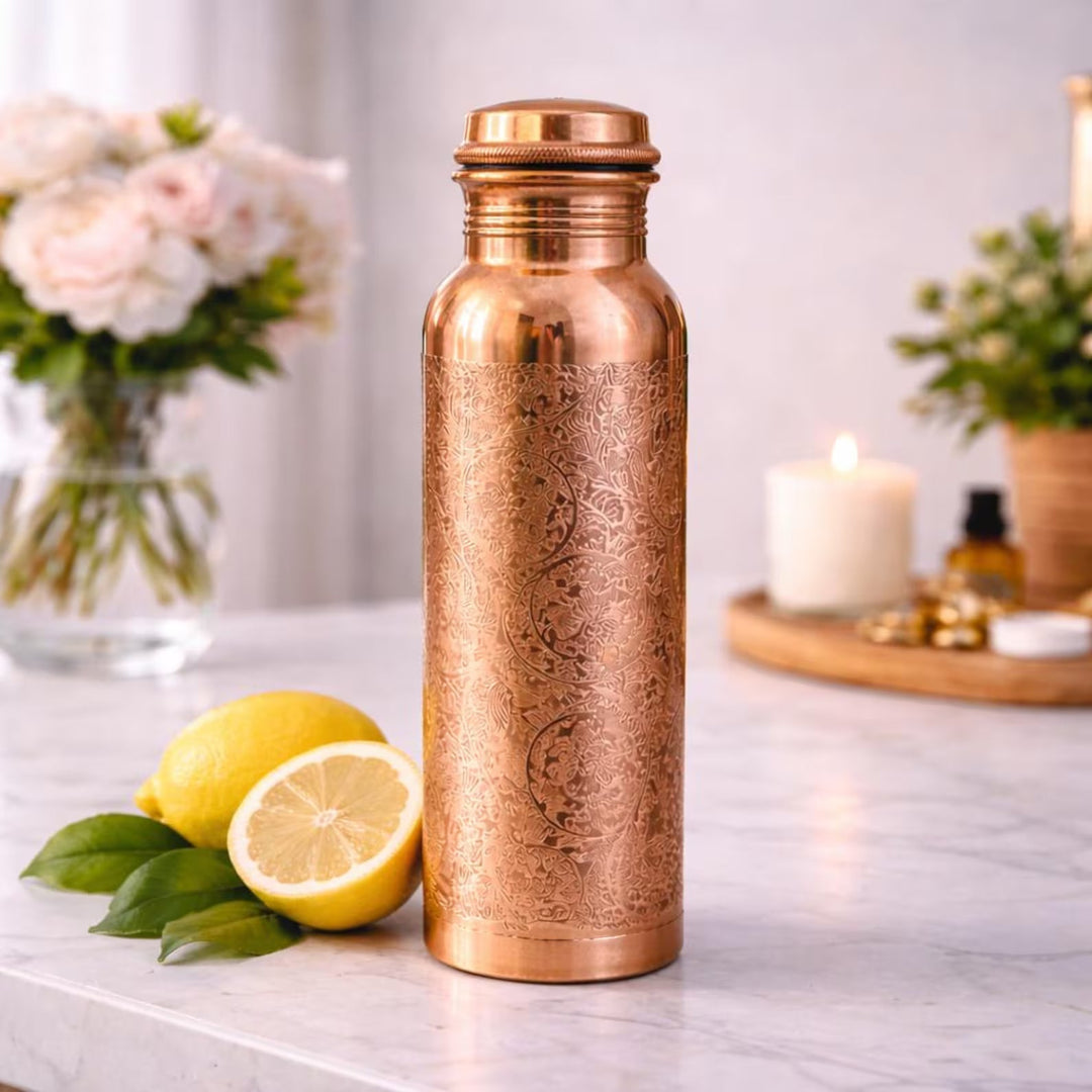 Engraved Copper Water Bottle, 32 oz