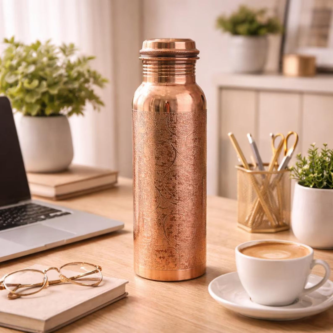Engraved Copper Water Bottle, 32 oz