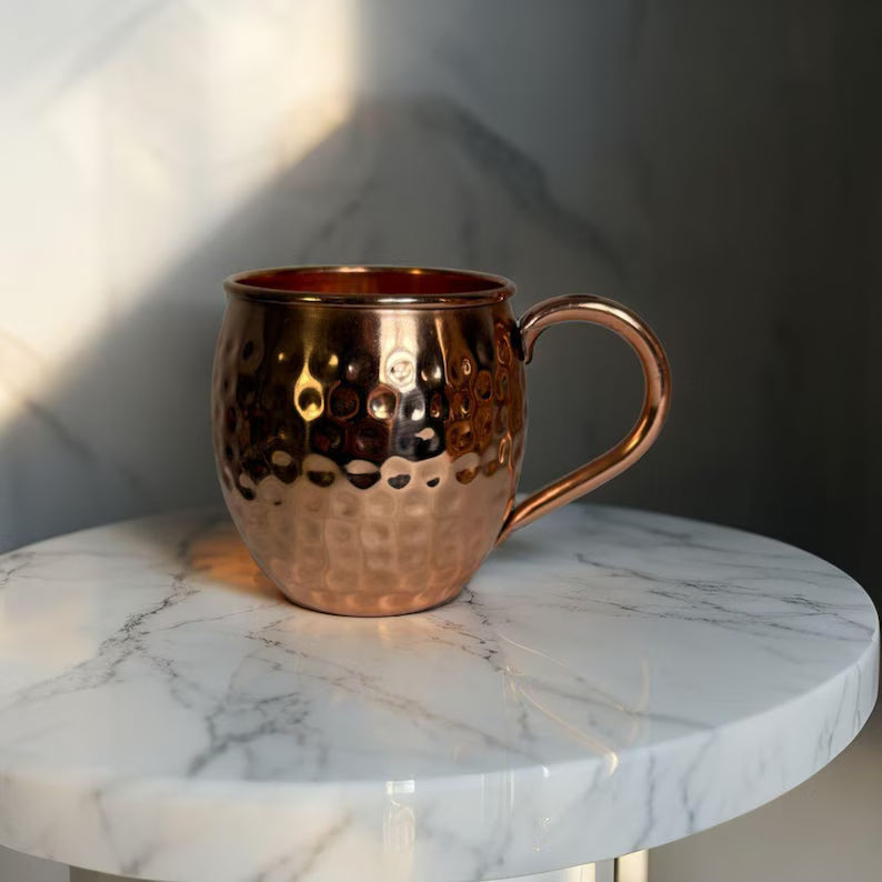 Hammered Copper Mug with Lid, 15 oz