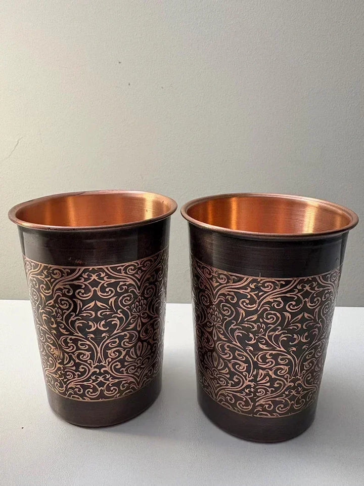 Floral Copper Tumbler Set of 2