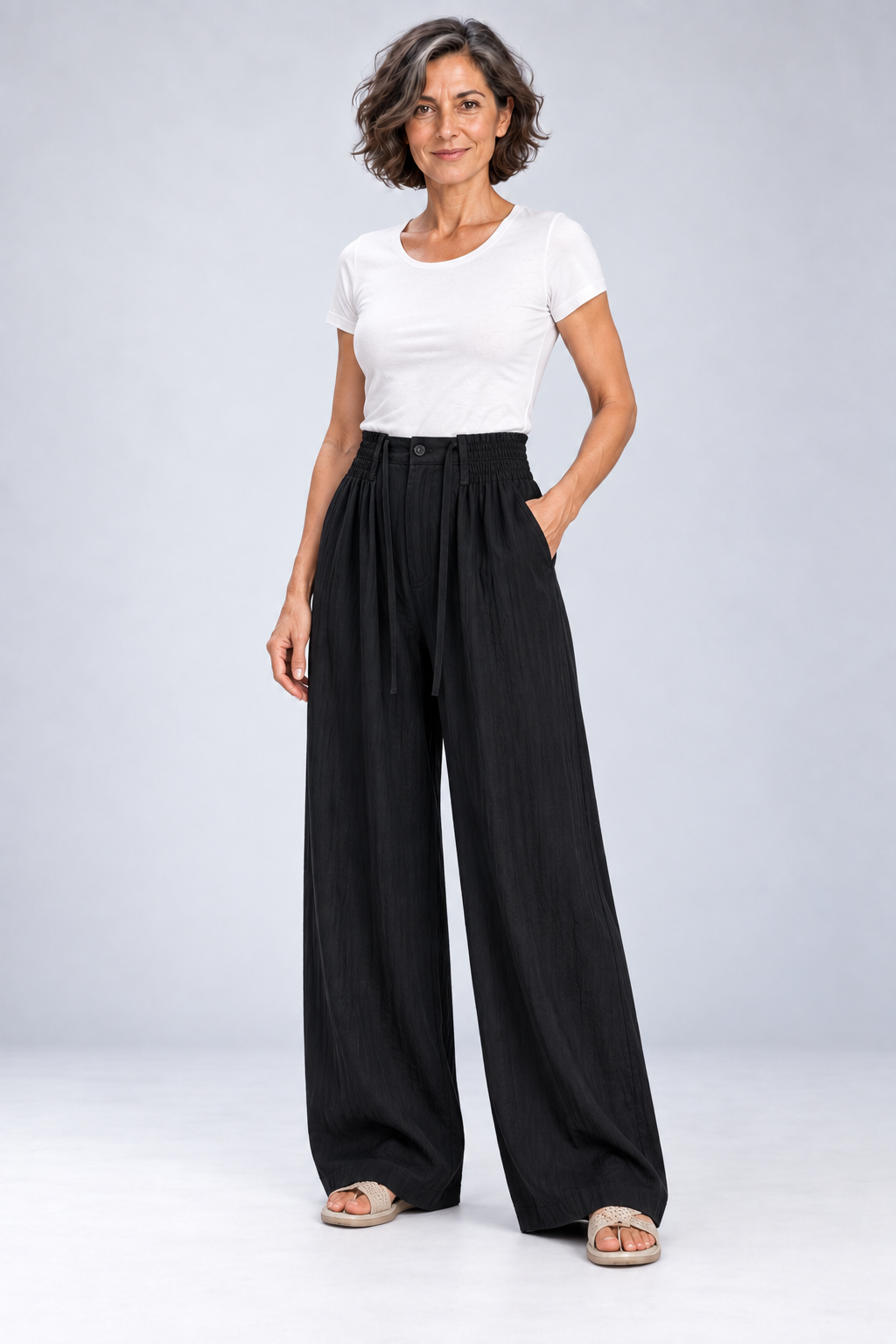 Alanna - Lightweight High-Waist Wide-Leg Pants