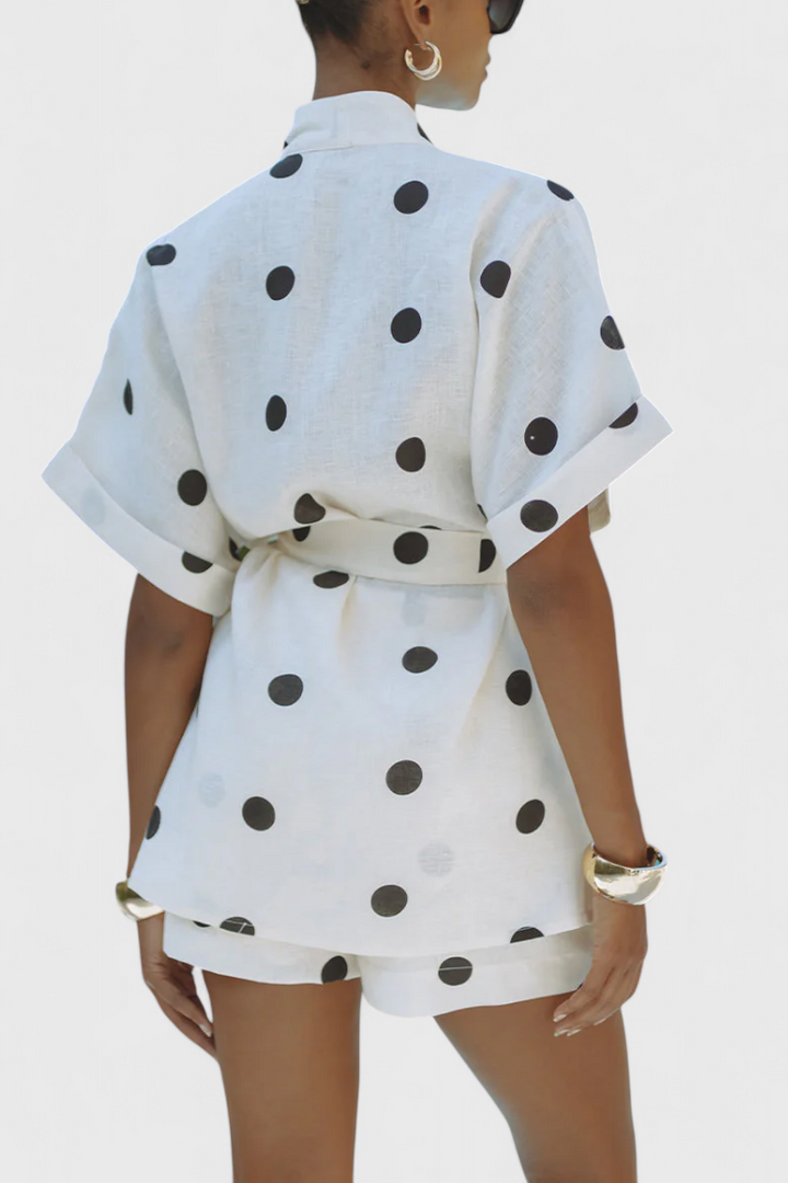 Gardenia - Polka Dot Kimono Top and Shorts Set