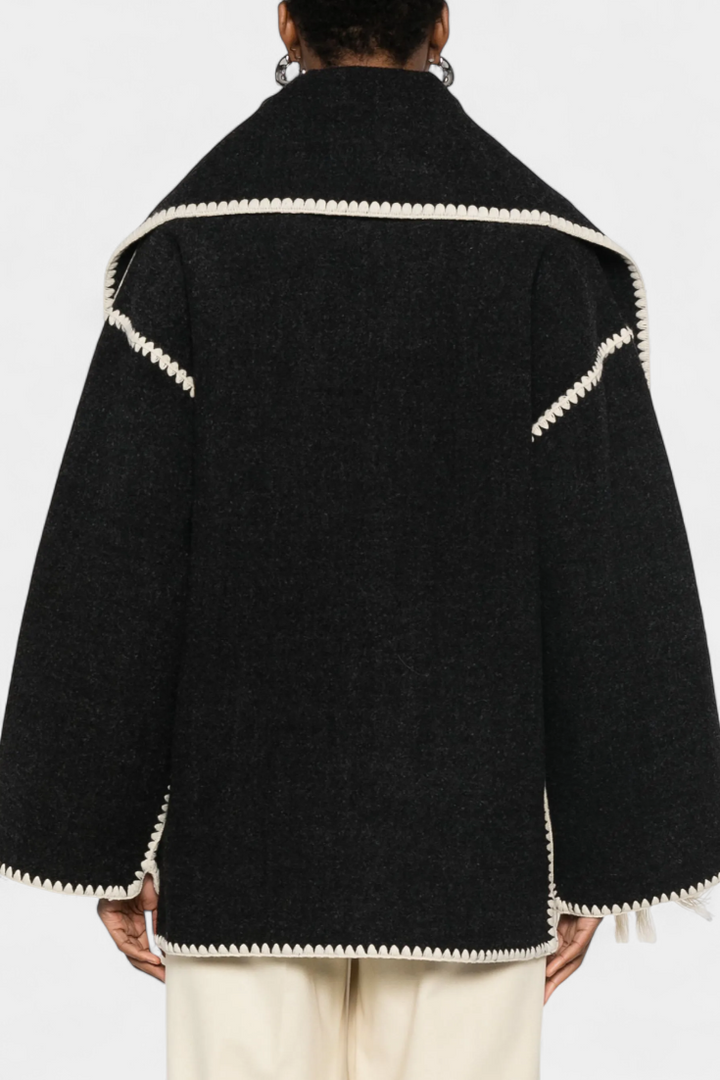 Penelope - Relaxed Jacket with Built-In Tassel Scarf