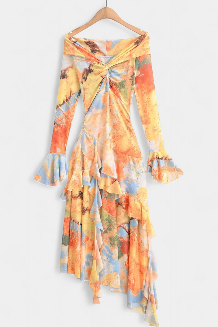 Autumn - Tie-Dye Asymmetric Long Skirt
