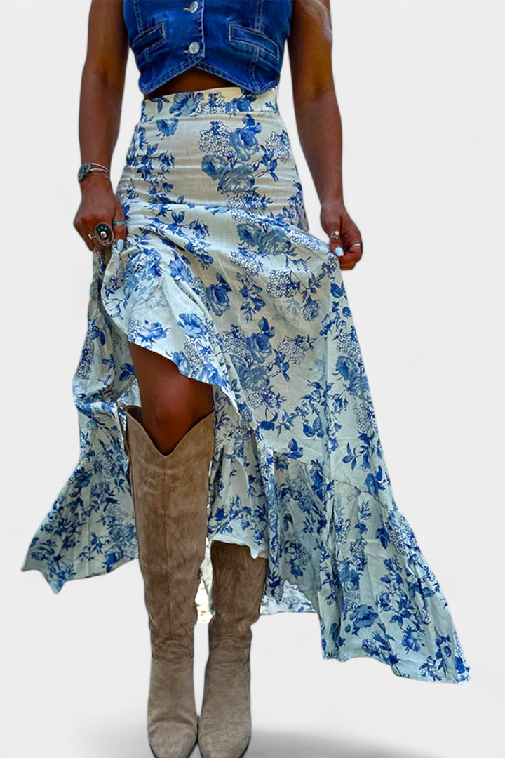 Theresa - Floral Ruffle Maxi Skirt