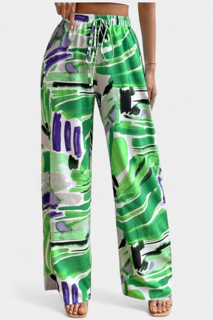 Saffron - Abstract Print Wide-Leg Pants