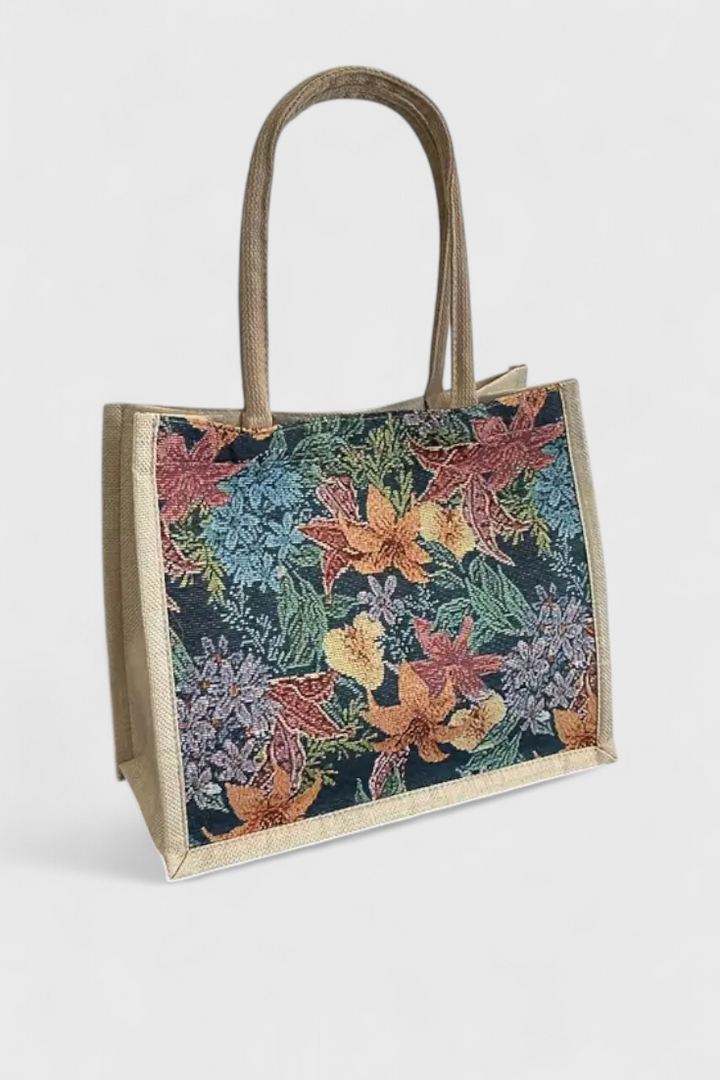 Columbine - Floral Linen Tote Bag
