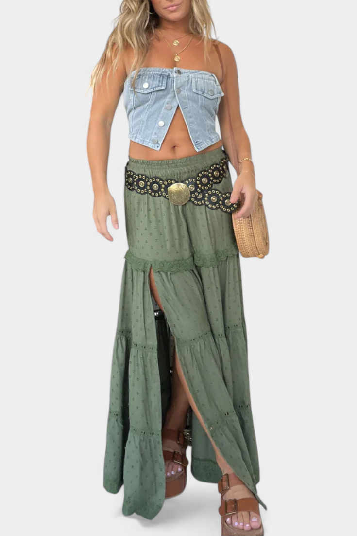 Delaina - Boho Lace Maxi Skirt