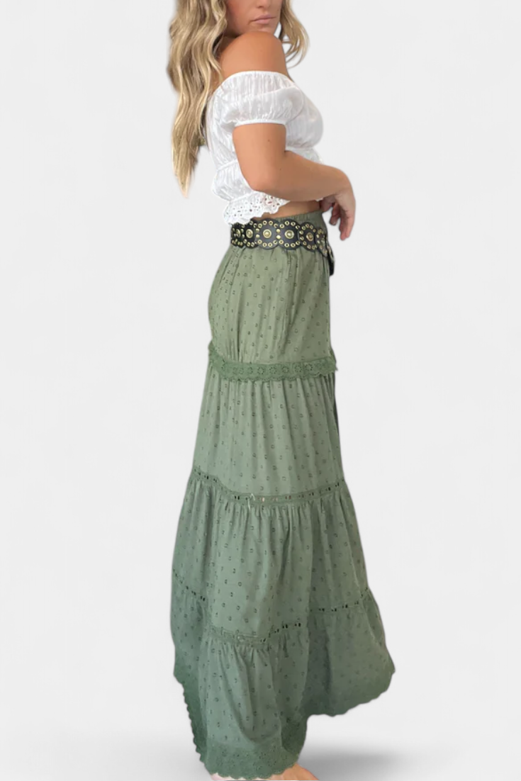 Delaina - Boho Lace Maxi Skirt
